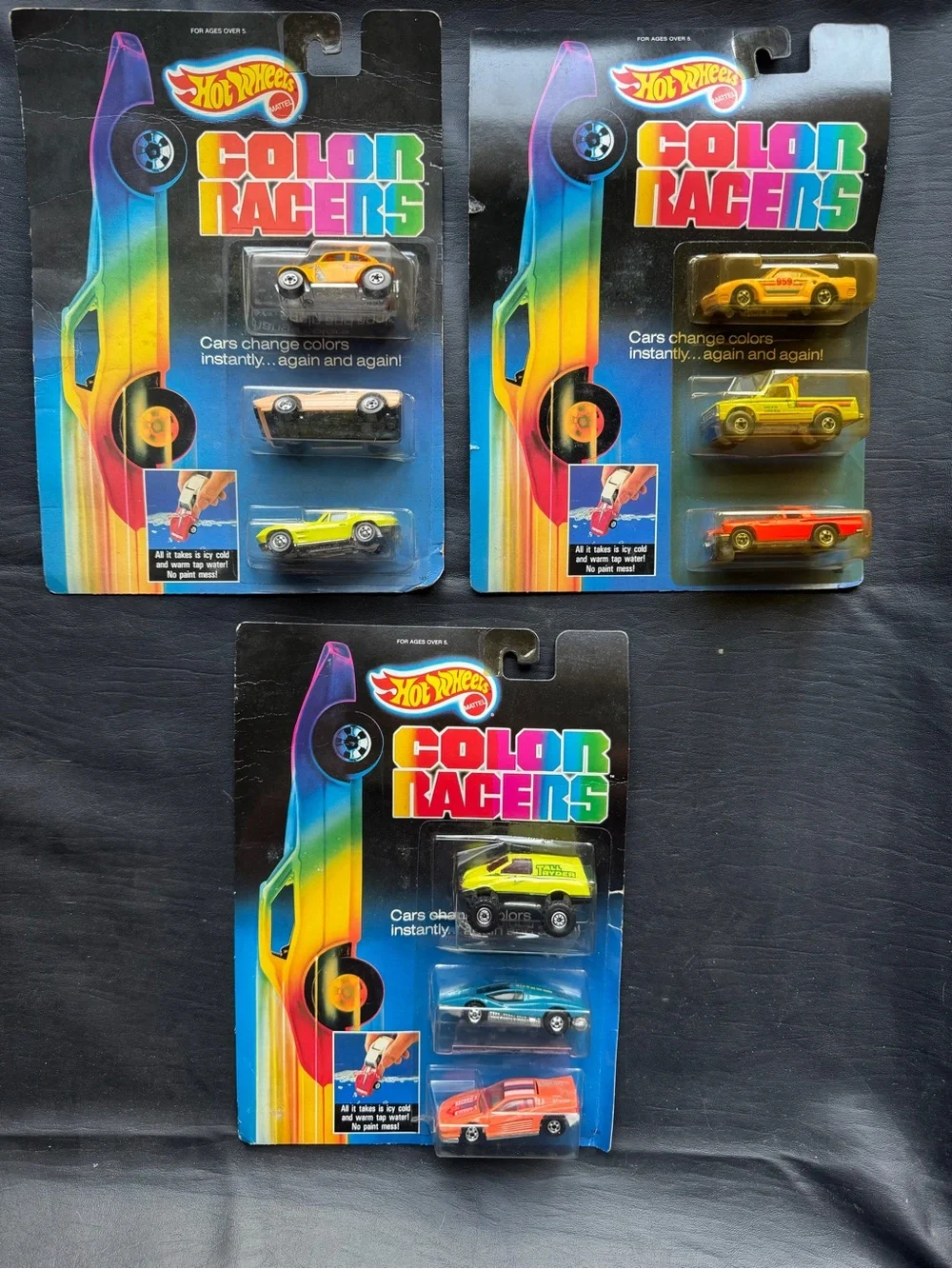 Vintage Factory Sealed 1987 Hot Wheels Color Racers Diecut Vehicles (3 Packs)